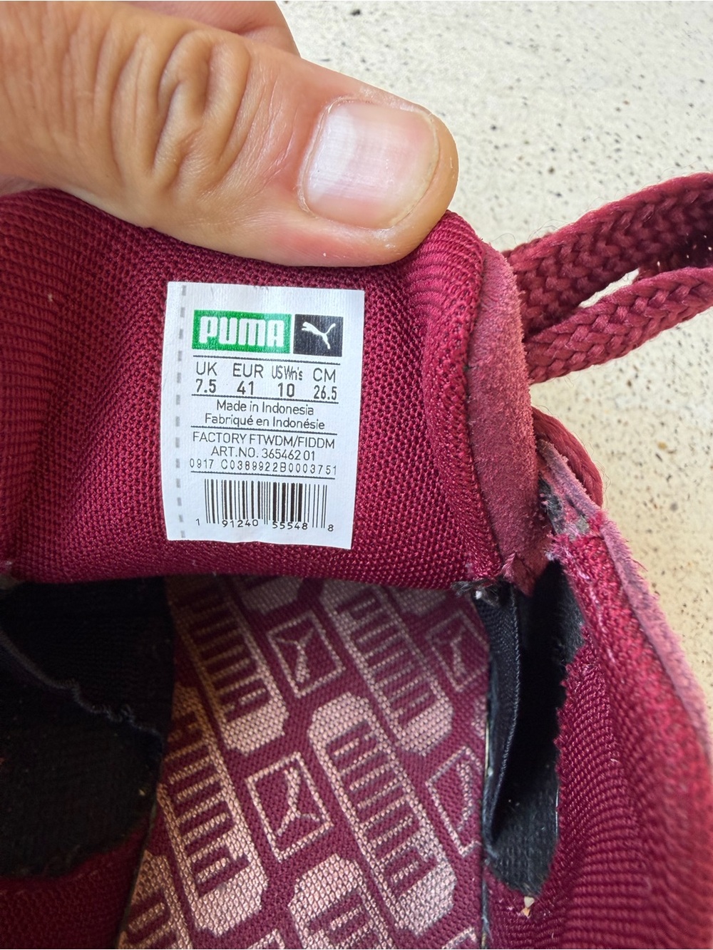 Puma Suede Heart Quilted Burgundy Ribbon Lace Sneakers Womens Size 10 - Picture 8 of 11